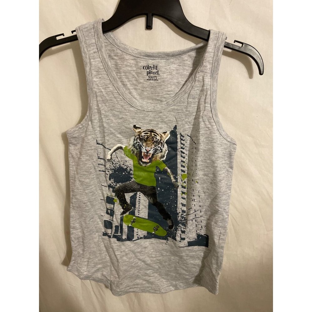 Women's Gray Tank Top Colorful Planet S Small
